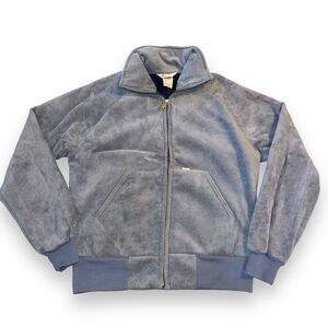 Vintage Carhartt Womens Full Zip Jacket Velour Metallic Blue Mid Weight Medium